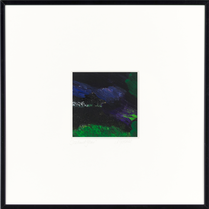 Bild aus der Serie "Icelandglow", Kolsta&eth;ir, Island, &Ouml;l / Acryl auf Papier 9,5 x 9,5 cm