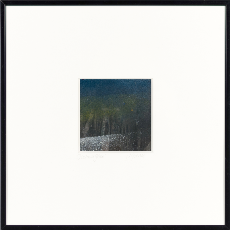 Bild aus der Serie "Icelandglow", Kolsta&eth;ir, Island, &Ouml;l / Acryl auf Papier 9,5 x 9,5 cm
