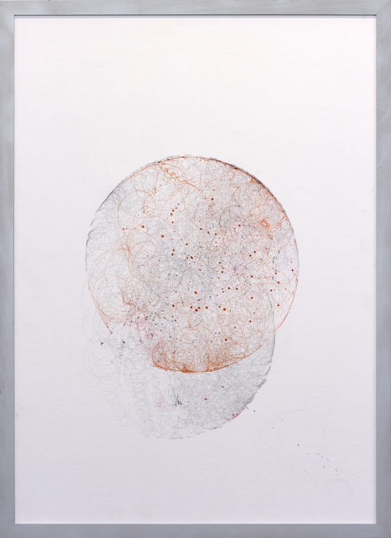 "fortell - forsee", Mischtechnik auf Papier, 2022, 72 x 52 cm