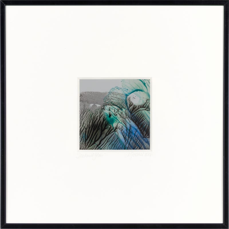 Bild aus der Serie "Icelandglow", Kolsta&eth;ir, Island, &Ouml;l / Acryl auf Papier 9,5 x 9,5 cm