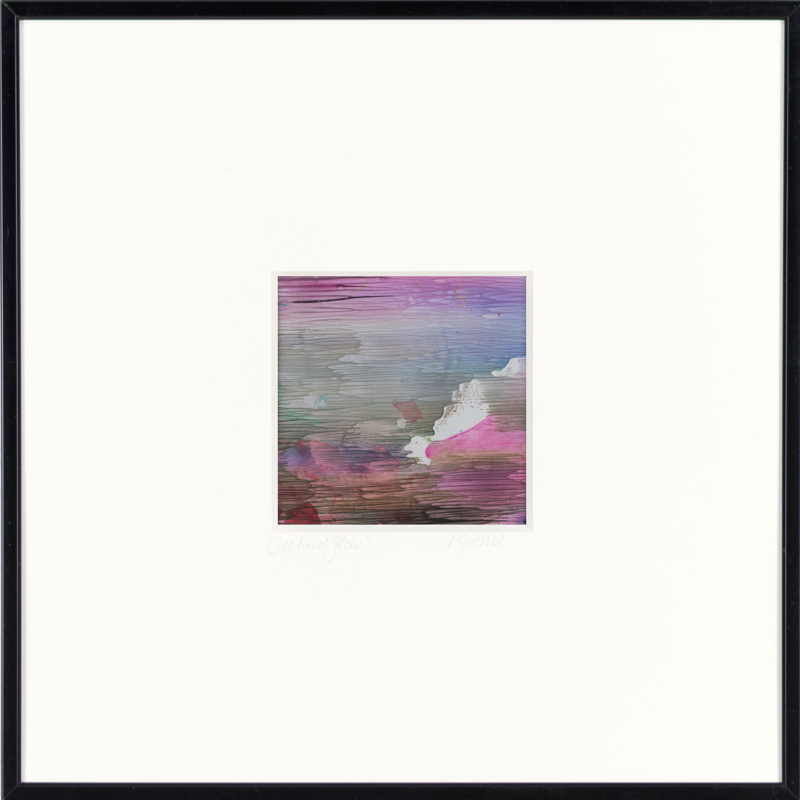 Bild aus der Serie "Icelandglow", Kolsta&eth;ir, Island, &Ouml;l / Acryl auf Papier 9,5 x 9,5 cm